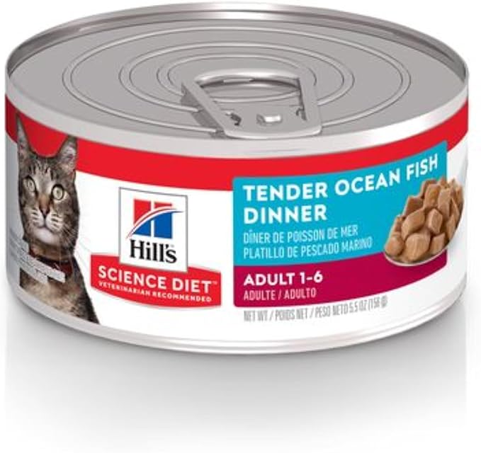 Hill's Science Diet Adult 1-6 Wet Cat Food, Ocean Fish, 5.5 oz. Cans, 24-Pack