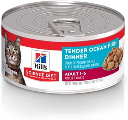 Hill's Science Diet Adult 1-6 Wet Cat Food, Ocean Fish, 5.5 oz. Cans, 24-Pack