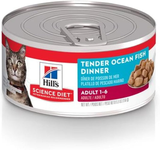 Hill's Science Diet Adult 1-6 Wet Cat Food, Ocean Fish, 5.5 oz. Cans, 24-Pack