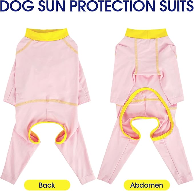 FUAMEY UPF 50+ Dog Sun Protection Full-Body Shirt for Large Dogs, Puppy Cooling Jumpsuit with Quick-Dry Stretchable Fabric, Outdoor Pet Dirt-Resistant Shedding Control Onesie for Summer, Pink, 2XL