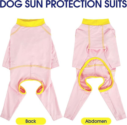 FUAMEY UPF 50+ Dog Sun Protection Full-Body Shirt for Large Dogs, Puppy Cooling Jumpsuit with Quick-Dry Stretchable Fabric, Outdoor Pet Dirt-Resistant Shedding Control Onesie for Summer, Pink, L