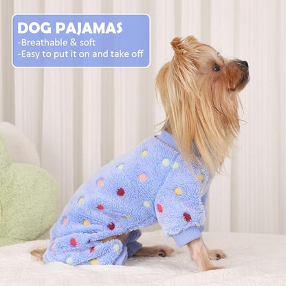 YIKEYO Dog Pajamas for Small Dogs Boy and Girl,Cotton Small Dog Sweater, Stretchable Pet Jammies Puppy Outfits for Dogs Female Male, Winter Doggie Pjs Clothes(Blue, S)