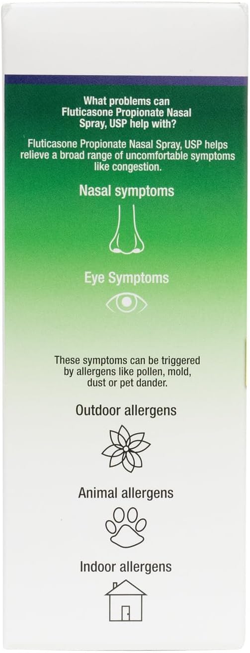 HealthA2Z® Fluticasone Propionate Nasal Spray | 50 mcg per Spray | 24 Hour Allergy Relief | 144 Sprays | 0.62 fl oz. (18.2mL) (0.62 fl oz. (Pack of 1))