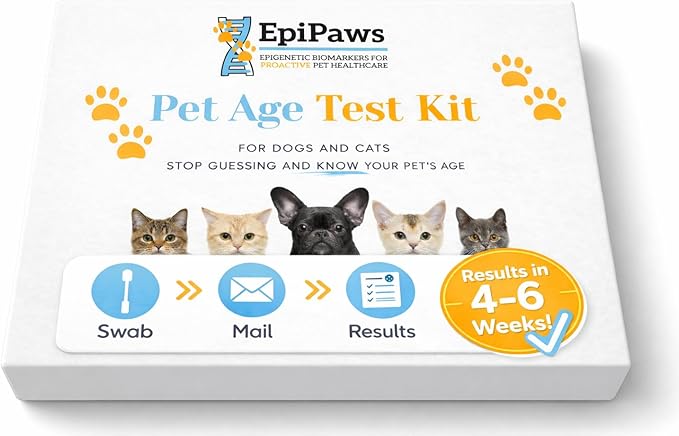Pet Age Test for Dogs & Cats - Includes Wellness Insights for Your Pet’s Life Stage - At Home Epigenetic Biomarker Testing Kit, Great for Rescued Pets