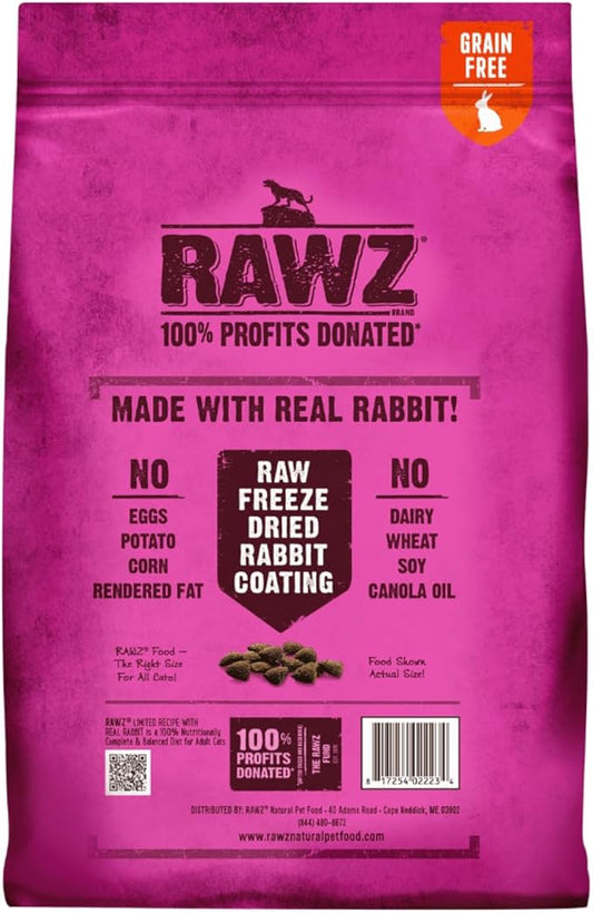 Rawz Real Rabbit Dry Food for Cats with Freeze Dried Coating (1.75 Pounds) Made in USA