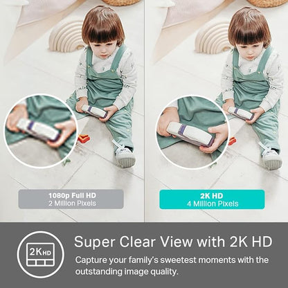 Kasa 2K+ Indoor Wired Security Camera - Works as a Baby Monitor & Pet Camera, Person/Motion/Baby Cry Detection, 2-Way Audio, Night Vision, Subscription-Free Local Storage or Optional Cloud, KC400