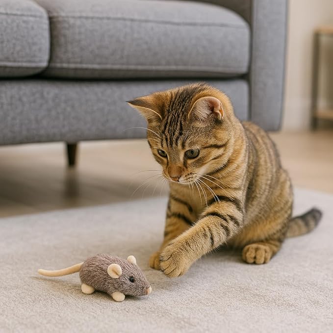 SPOT House Mouse Helen Cat Toy with Catnip – Lifelike Plush Mouse, Crinkle Sound, 4in Small Size for Kittens and Cats, Batting, Chasing, Playing – Assorted Colors