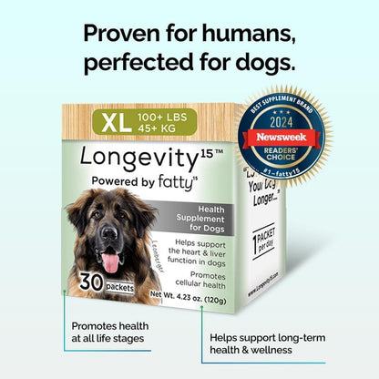 Longevity15 C15:0 Dog Health Supplement (30-Day Supply) & Yummy Combs Dog Dental Treats (8oz Bag) for Extra Small Dogs – C15:0 Fatty Acid for Daily Wellness, Food Topper – VOHC Approved Oral Care