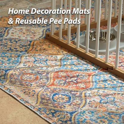 nunubaby 2PACK Washable Pee Pads for Dogs, Stylish, Non-Slip and Leak-Proof Pee Pads. Reusable Potty Pads for Dogs for Crates and Floors.(Cream/Multi,72" x72" )