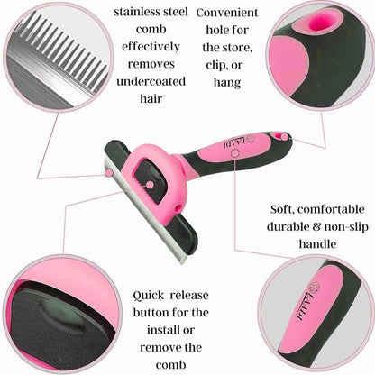 Laadi Deshedding Tool - Reduces Shedding by Up to 95% for Pets' Grooming - Suitable for Dogs, Cats, Horses, and Rabbits