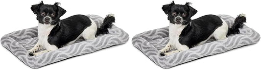 MidWest Homes For Pets QuiteTime Deluxe Wave Bolster Bed for Small Dogs; Easily Machine Wash and Dry; Gray; 22"; 40222-WVGY (Pack of 2)