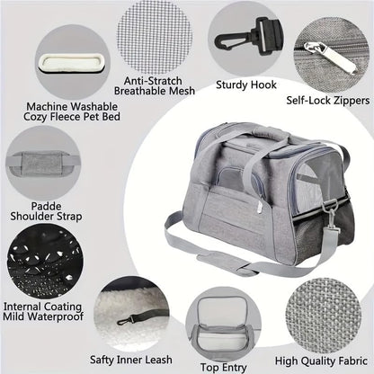 Cat Carrier Bag, Airline Approved Soft Carrier for Cats & Small Dogs