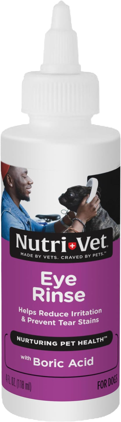 Nutri-Vet Eye Rinse for Dogs, Dog Tear Stain Remover, Eye Wash, Allergy Relief for Pet Puppies, Puppy Supplies, Pet Safe Formula, Vet Formulated, Prevents Infections, 4oz