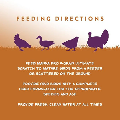 Manna Pro 7-Grain Ultimate Chicken Scratch – Non-GMO Scratch Grain Treat for Chickens, Hens and Other Birds – Natural Multigrain Blend for Poultry and Backyard Flocks – 10 lb Bag