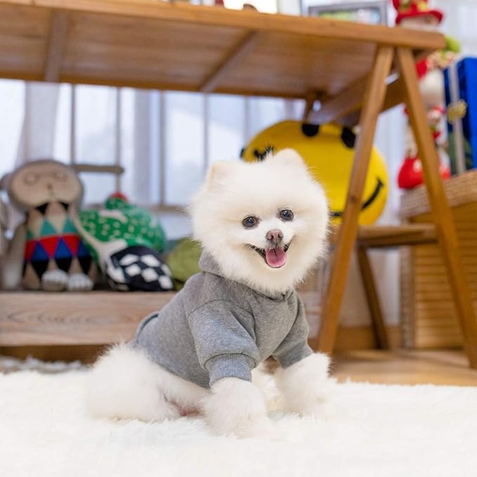 KOOLTAIL Dog Hoodie for Large Medium Small Dogs, Soft and Warm Pet Sweater with Leash Hole and Pocket Boy Girl, Puppy Fall Winter Jacket Clothes, French Pitbull Cold Weather Coat Sweatshirt, Grey S