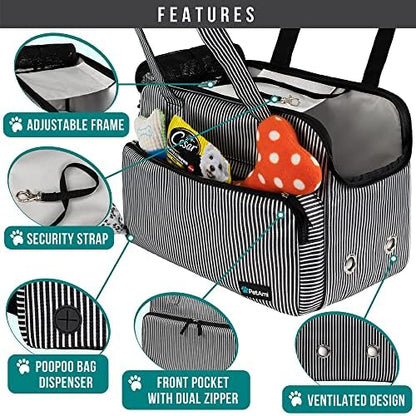 PetAmi Small Dog Purse Carrier, Airline Approved Soft Sided Tote, Stripe
