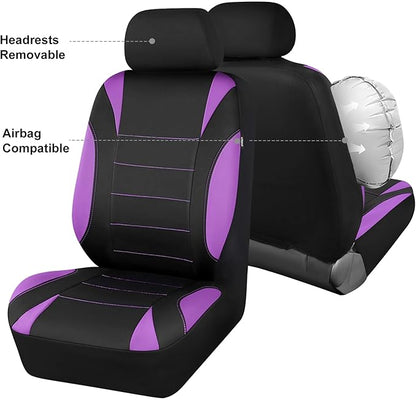 CCAR Pass Neoprene Wetsuit Seat Covers, Waterproof Car Seat Covers Full Sets with 5mm Composite EVA, Universal Fit for Car Sedan, SUV Trucks Anti Slip with Airbag Compatible(Black Purple)