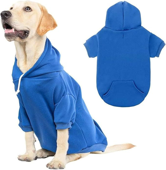 KOOLTAIL Dog Hoodie for Large Medium Small Dogs,Soft and Warm Pet Sweater with Leash Hole and Pocket Boy Girl,Puppy Fall Winter Jacket Clothes,French Pitbull Cold Weather Coat Sweatshirt,Blue XL