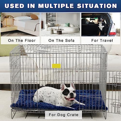 Exsnugy Washable Dog Bed Mat Medium Size Fluffy Pet Crate Pad 36x23