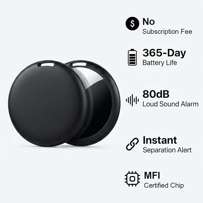 GPS Tracker for Vehicles No Subscription for iOS Only - 1 Pack | Undetectable Car Tracker, Precise Location Bluetooth Tag Compatible with Apple Find My for Key Luggage Kid Pet