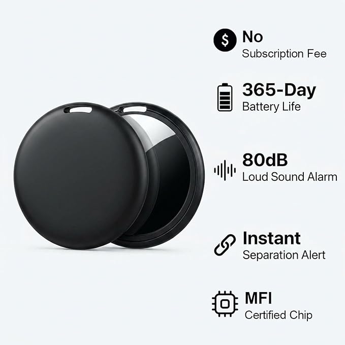 GPS Tracker for Vehicles No Subscription for iOS Only - 4 Pack | Undetectable Car Tracker, Precise Location Bluetooth Tag Compatible with Apple Find My for Key Luggage Kid Pet