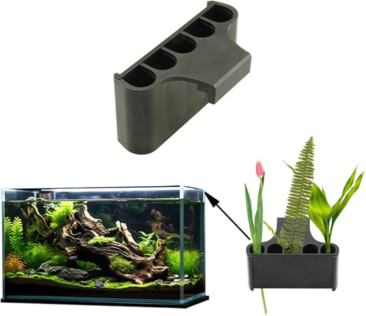 Aquarium Plant Holder,Fish Tank Plant Holder,Aquarium lid Clips,Aquarium Plant Pot,Hydroponic Fish Tank Planter, Aquatic Plant Cup for Aquascape Decorations (Black, 1PCS Rimless)