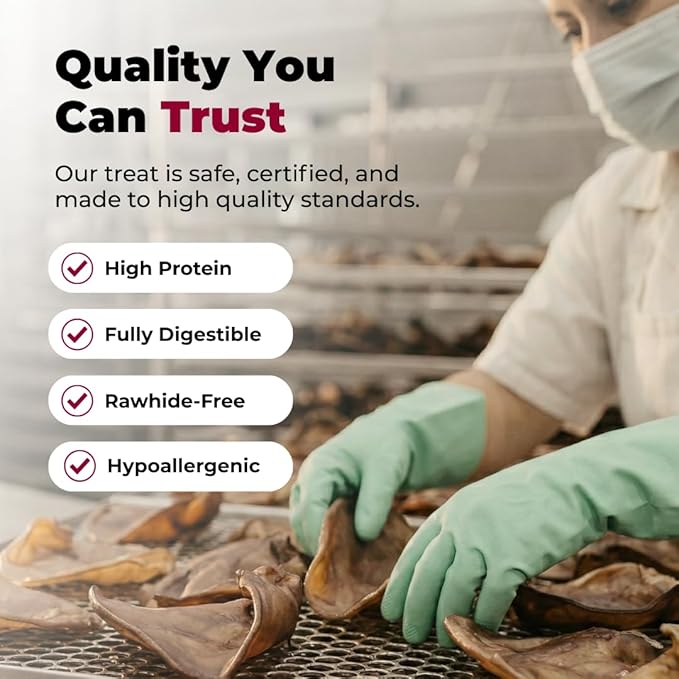 Best Pet Supplies GigaBite Half-Cut Pig Ears for Dogs - All-Natural Slow-Roasted Chews that Clean Teeth and Satisfy Aggressive Chewers - 50 Pack for Medium, Large Dogs