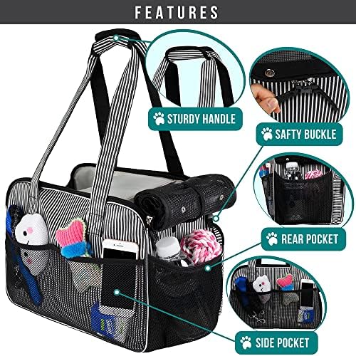 PetAmi Small Dog Purse Carrier, Airline Approved Soft Sided Tote, Stripe