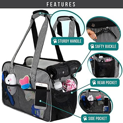 PetAmi Small Dog Purse Carrier, Airline Approved Soft Sided Tote, Stripe