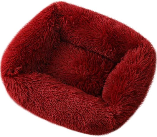 La La Pet® Donut Dog Cat Bed Cozy Cave Pet Bed Burrow Dog Bed Calming Cuddler Self-Warming Pet Bed Soft Plush Pet Cushion Improved Sleep for Cats Small Medium Dogs Red XS