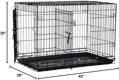 Precision Pet Products Two Door Great Crate Wire Dog Crate, 42 Inch, For Pets 70-90 lbs, With 5-Point Locking System