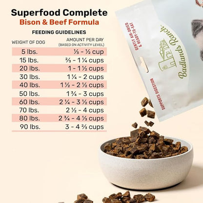 BADLANDS RANCH by Katherine Heigl – Superfood Complete Air-Dried Beef & Bison Dog Food – High Protein with Superfoods for Daily Wellness & Consistent Nutrition – 24 oz