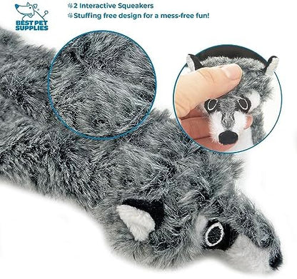 Best Pet Supplies 2-in-1 Stuffless Squeaky Dog Toy - Fox, Raccoon, Small