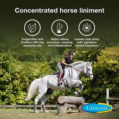 Farnam Vetrolin Horse Liniment for Muscle Soreness, Stiffness and Inflammation Relief on Horses, Helps Reduce Swelling 128 Ounces
