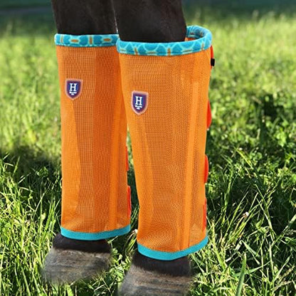Fine Mesh Fly Boots Loose Fitting & Non-Slip Horse Fly Leggings Fleece Air Flow (Set of 4)