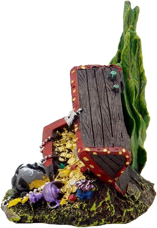 Exotic Environments Sunken Treasure Chest Aquarium Ornament, Small, 5-1/2-Inch by 4-Inch by 5-1/4-Inch
