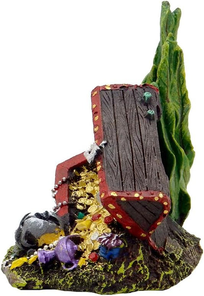 Exotic Environments Sunken Treasure Chest Aquarium Ornament, Small, 5-1/2-Inch by 4-Inch by 5-1/4-Inch