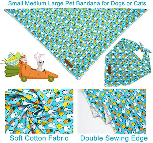 Easter Triangle Bid Scarf, Cotton Pet Kerchief for Girl Boy Dogs or Cats, Cute Carrot & Rabbit Dog Bandana, Comfortable Easter Dog Bandana