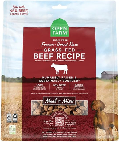 Open Farm Freeze Dried Raw Dog Food, Beef Bite-Sized Morsels, 22oz Bag