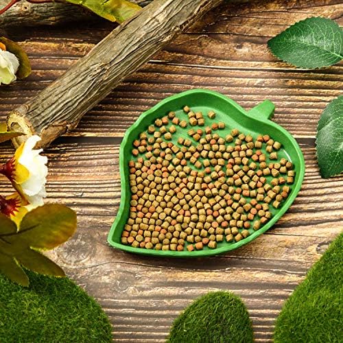 Boao 2 Pieces Leaf Reptile Food Water Bowl Plate Feeding Dish for Tortoise
