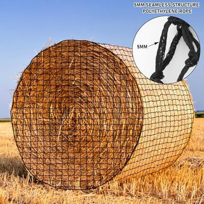 Dayimado Large Round Bale Hay Net, 6x6 Ft Sturdy Hay Net Slow Feed for Horses, Fits Round Bales 5x5-6x6 or Square Bales 3x3x8-4x4x8 with 1.5" Holes