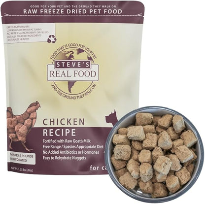 Steve's Real Food Freeze-Dried Raw Nuggets - Chicken Recipe - Raw Pet Food for Dogs - 20 oz