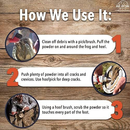 Four Oaks Farm Ventures, No Thrush Dry Powder Treatment for Horses - Wound Care, Scratches, Rain Rot, Mud Fever, Coat Issues - All Natural Ingredients, Non-caustic, Easy to Use Powder Formula (5.5 oz)