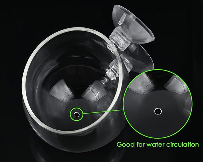 DS. DISTINCTIVE STYLE Aquatic Plant Cups 2 Pieces Crystal Glass Plant Pot with 2 Suction Cups for Aquarium Decoration