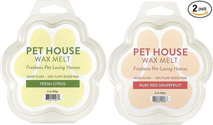 Pet House Fresh Citrus, Ruby Red Grapefruit Scengted Wax Melts - Long-Lasting Plant Based Soy Scented Wax Melts Pet Friendly Pack of 2