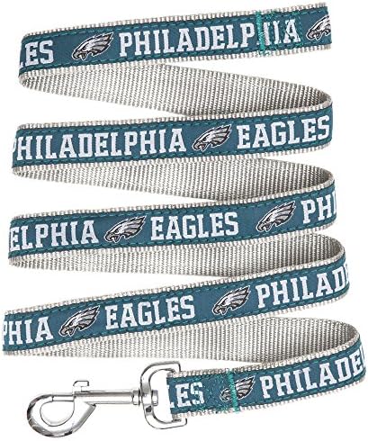 Pets First NFL Licensed Philadelphia Eagles Pet Leash, Size Medium – Durable Satin Dog & Cat Walking Strap and Pet Tether with Embroidered Team Name & Logo