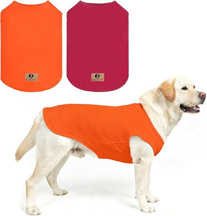 KOOLTAIL Christmas Dog Clothes Shirt for Large Dogs Boys Girls, 2 Pack Cotton Winter Warm Dog T Shirts Coats, Insect Protection Anti-Hair Loss & Lightweight Pet Vest Tank Tops Apparel, Orange&Red,3XL