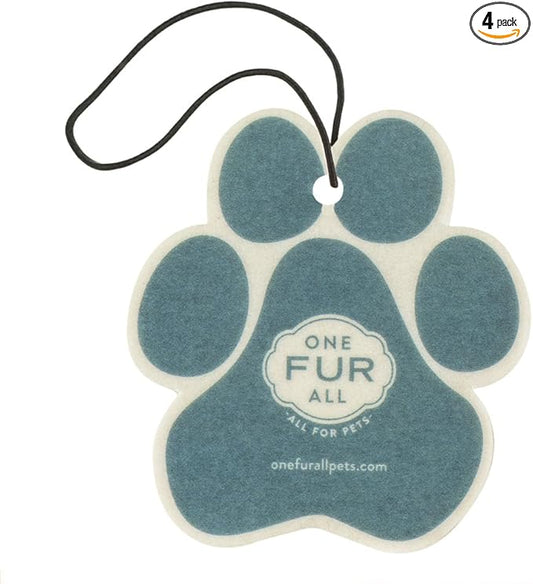 One Fur All Pet House Car Air Freshener - Mediterranean Sea Pack of 4 - Non-toxic Car Air Freshener - Pet-Friendly Air Freshener For Small Spaces & Car - Hanging Odor Eliminating Air Freshener