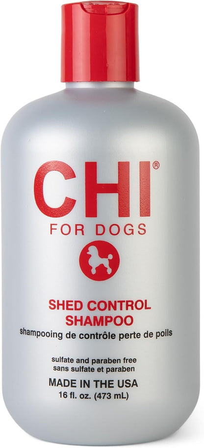 CHI for Dogs Shed Control Shampoo with Omega Fatty Acids and Silk Protein, Dog Shampoo to Reduce Shedding, pH Balanced, Sulfate and Paraben Free, Dogs 8 Weeks+, Made in the USA, 16 Fl Oz