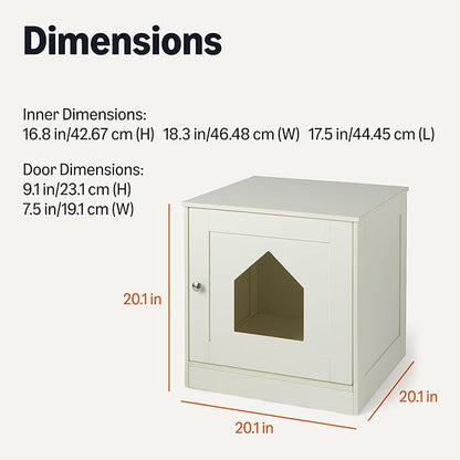 Amazon Basics Cat Litter Box Enclosure, Furniture-Style Cabinet with Drawer and Shelves, Hidden Cat Litter Box, White